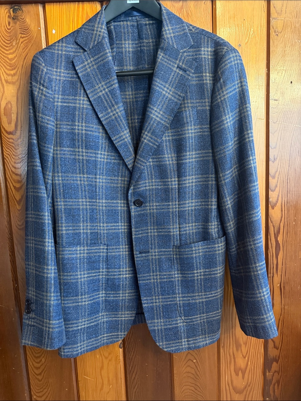 Provenzale Men’s Slim Unconstructed Blue Plaid Men's Blazer Italy 🇮🇹 38R Euro 48